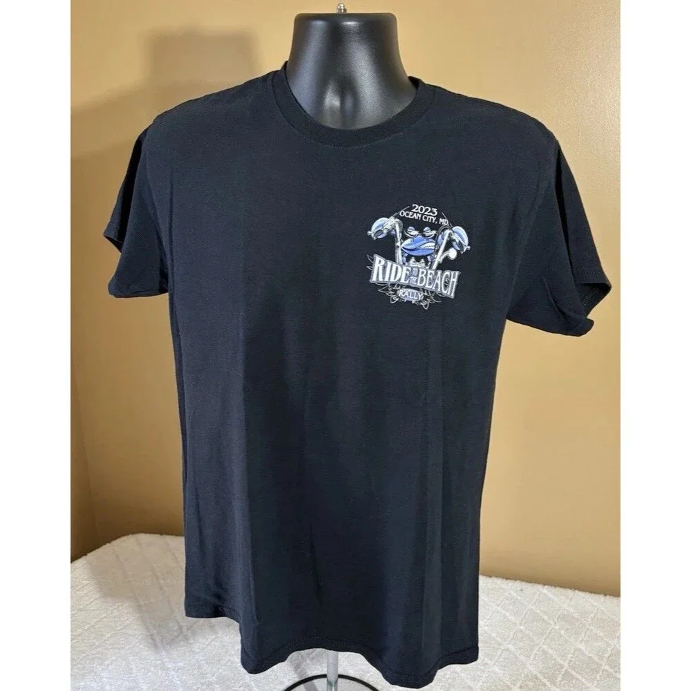 2023 Ocean City MD Ride To The Beach Rally 2 Sided Crab Motorcycle Tee Size M